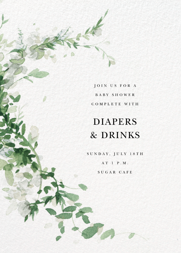 Watercolor Floral Garland (Invitation) - Palm - Party Invitation - Paperless Post