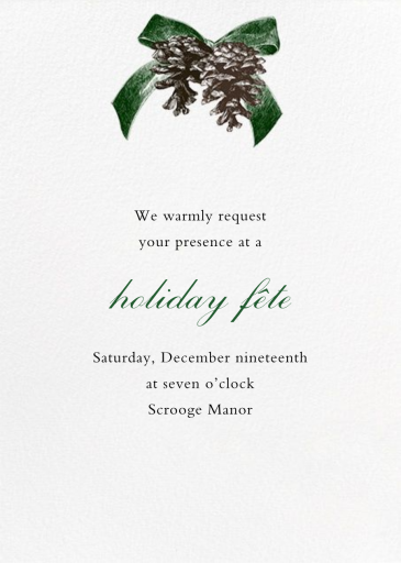 Pine Cone Bow - Christmas Party Invitation by Paperless Post