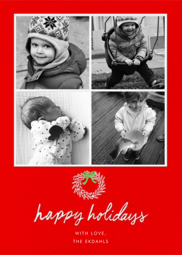 Merry Christmas Wreath Tall - Holiday Card by Linda and Harriett