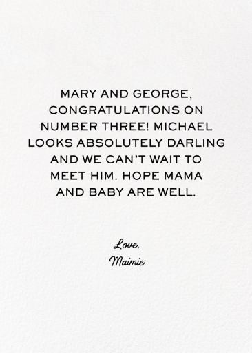 Mini Monarch - Congratulations Card by Party of One - Back