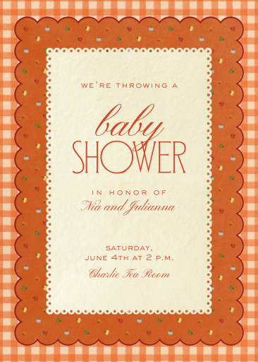 Gingham Floral Baby Shower Invitation