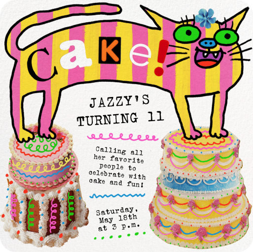 Cat on a Cake - Birthday Invitation by Gentle Thrills