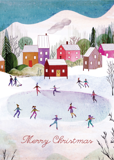 Village Skating (Josie Portillo) - Christmas Card by Red Cap Cards