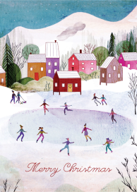 Village Skating (Josie Portillo) - Christmas Card by Red Cap Cards