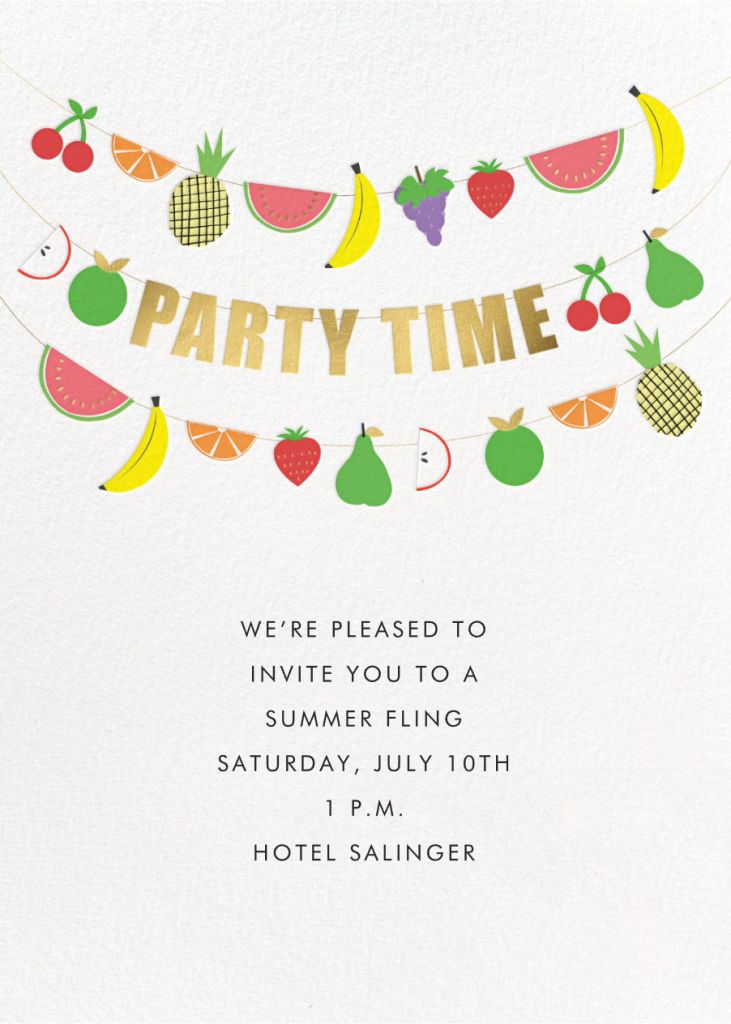 Fruit Bunting - Summer Party Invitation | Send online instantly | RSVP ...