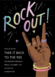 Rock On Hand Illustration Invitation