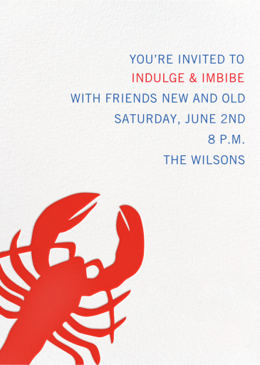 Large Lobster - Dinner Party Invitation by Linda and Harriett