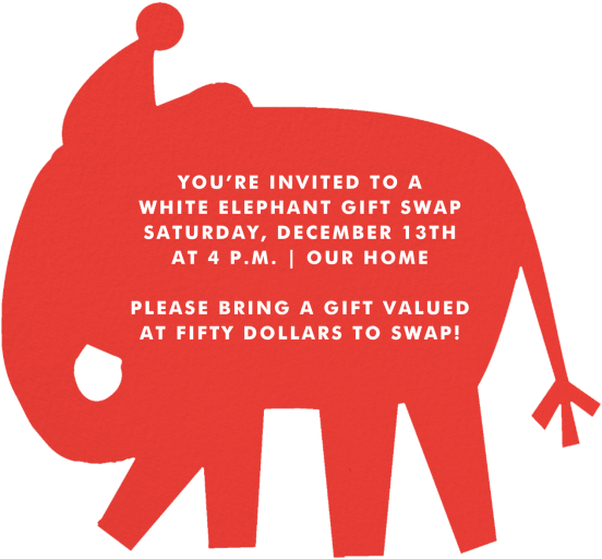 White Elephant Cutout - Holiday Party Invitation by Cheree Berry Paper & Design - Back