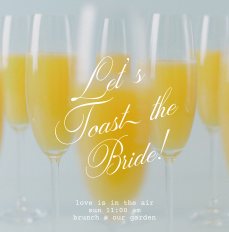 Let’s Toast the Bride! love is in the air sun 11:00 am
brunch @ our garden