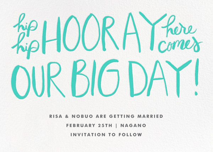 Hip Hip Hooray - Save the Date by Linda and Harriett