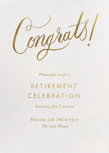 Golden Congrats - Retirement and Farewell Party Invitation by Rifle Paper Co.