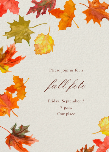 Watercolor Fall Leaves - Cocktail Party Invitation by Paperless Post