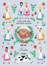 Maids A-Milking - Birth Announcement by Cheree Berry Paper & Design