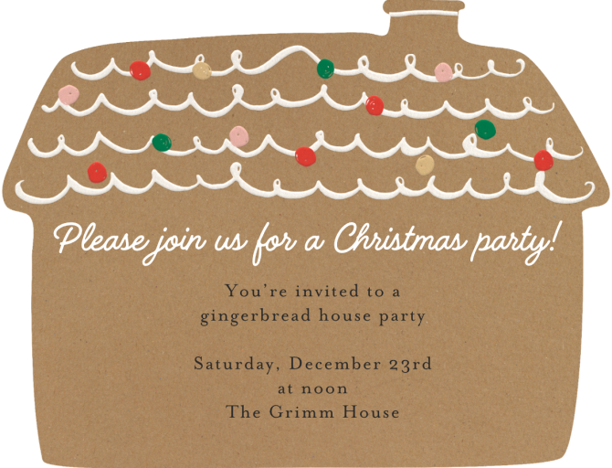 Festive Gingerbread House - Holiday Party Invitation by Meri Meri - Back
