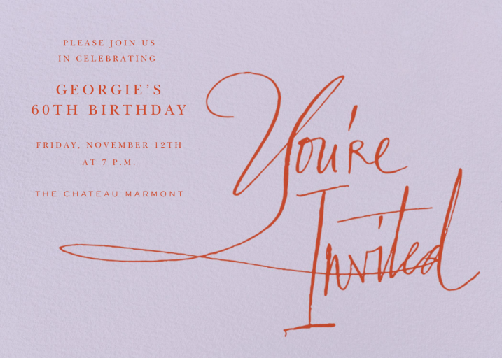Written in Ink - 60th Birthday Invitation by Stephanie Fishwick