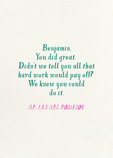 Bravo Stripes - Graduation Card by Mr. Boddington's Studio - Back