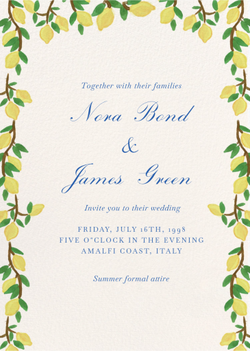 Lemon Border - Invitation by Ten Story Stationery