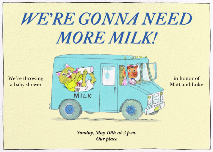 Milk Delivery - Baby Shower Invitation by Richard Scarry