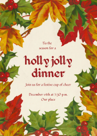 Holly and Leaf Holiday Invitation