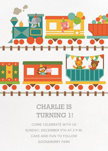 Circus Choo-Choo - First Birthday Invitation by Petit Collage