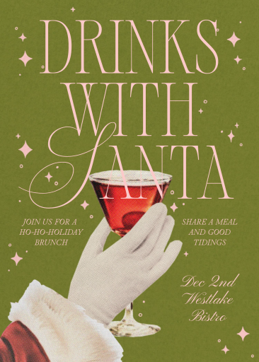Photo Retro Santa Brunch Invitation