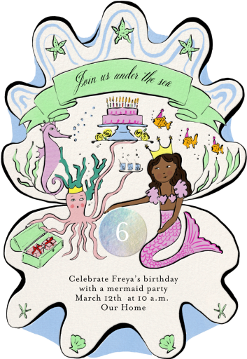 Mermaid Shell - Birthday Invitation by Tamborine Press