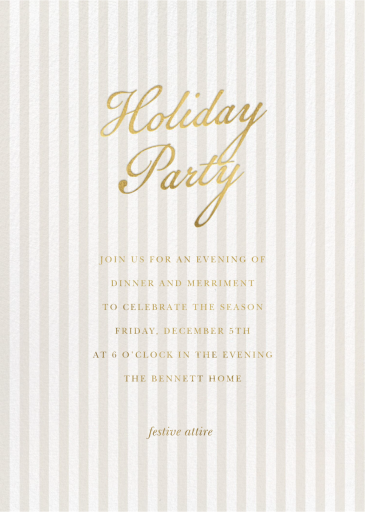 Pale Stripes Holiday - Holiday Party Invitation by Sugar Paper