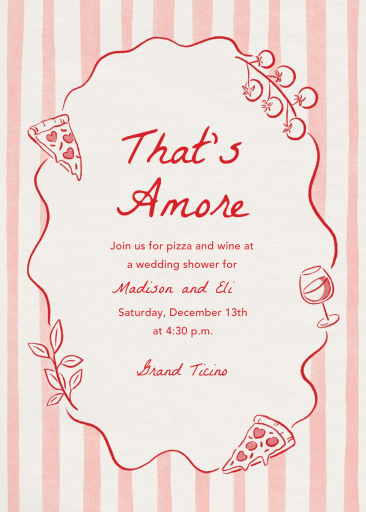 Pizza and Wine - Bridal Shower Invitation by Paperless Post