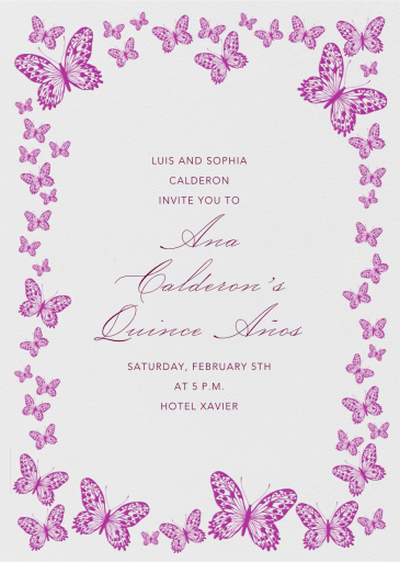 Butterfly Border - Quinceañera Invitation by Bernard Maisner
