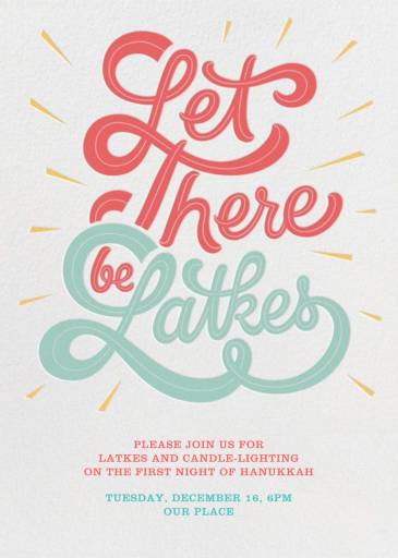 Let There Be Latkes - Hanukkah Invitation by Paperless Post