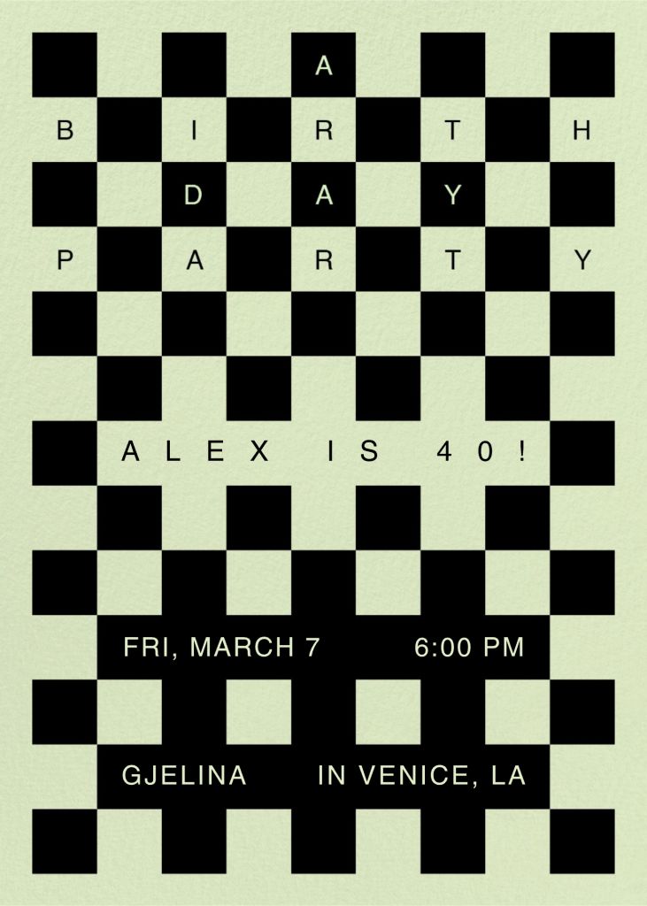 Checkered Birthday Invitation Send online instantly RSVP tracking