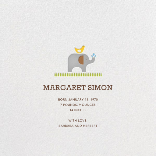 Safari Border - Announcement by Petit Collage - Back