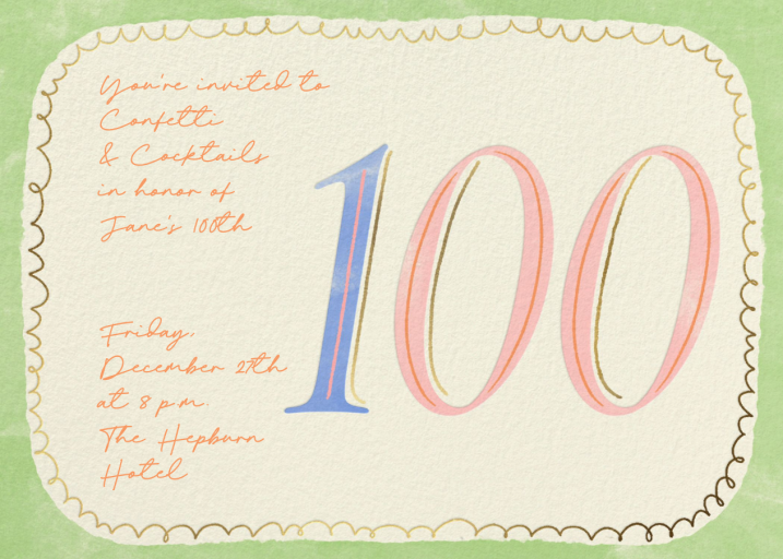 Loopy - 100th Birthday Invitation by Paperless Post
