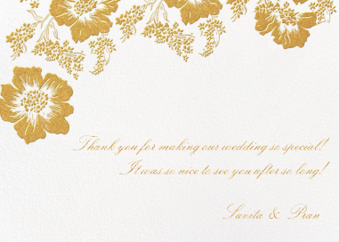 Cuadrícula con contorno floral dorado Card