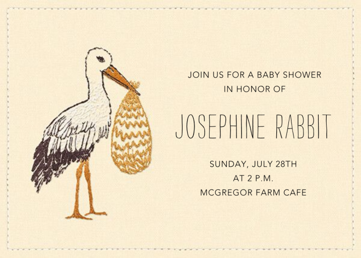 Stitched Stork - Baby Shower Invitation by Coral & Tusk