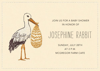 Stitched Stork - Baby Shower Invitation by Coral & Tusk