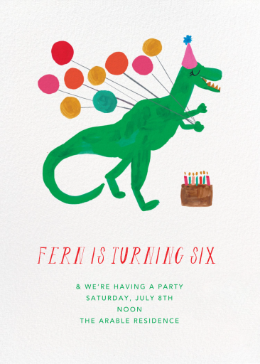 The T-Rex is Eating My Cake - Birthday Invitation by Mr. Boddington's Studio