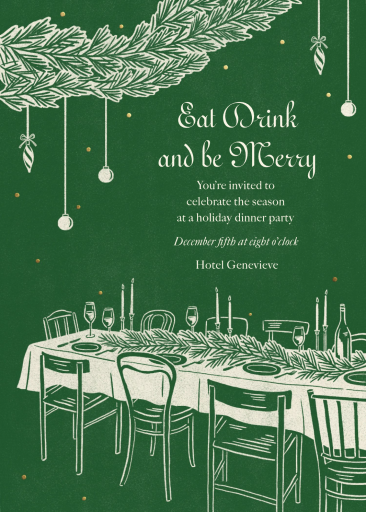 Green Festive Dinner Invitation