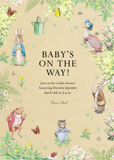 Peter and Pals - Baby Shower Invitation by Peter Rabbit