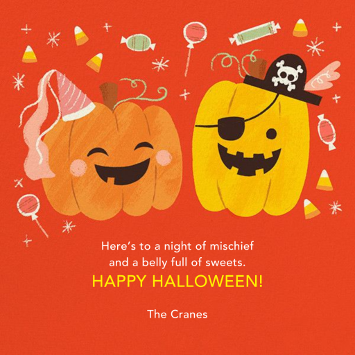 Cute Pumpkin Costume Halloween Card