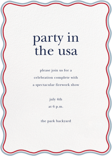 Blue and Red Wavy Edge - 4th of July Invitation by Sugar Paper