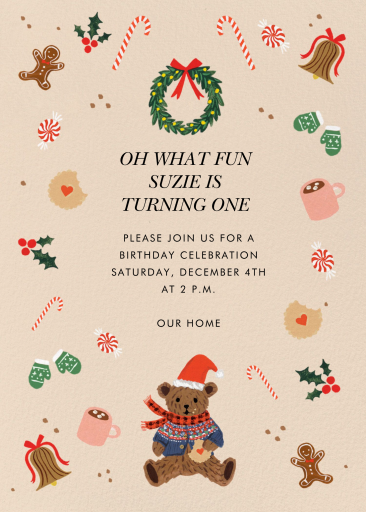 Holiday Teddy Bear Invitation