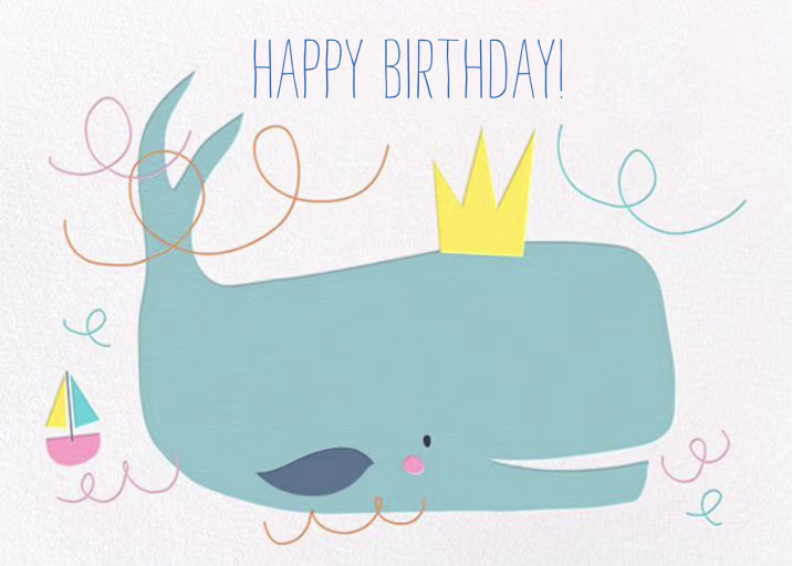 Moby's Splash - Birthday Card by Little Cube