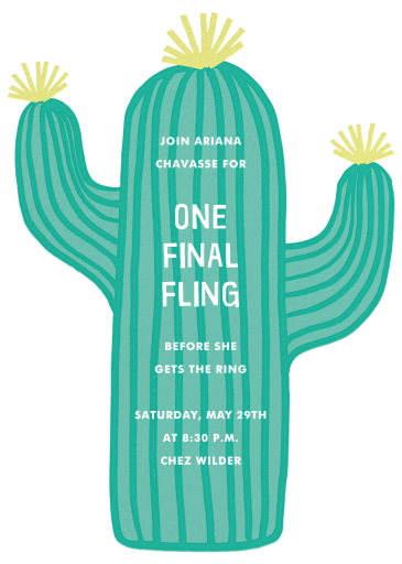 Cactus Hour - Bachelorette Party Invitation by Meri Meri