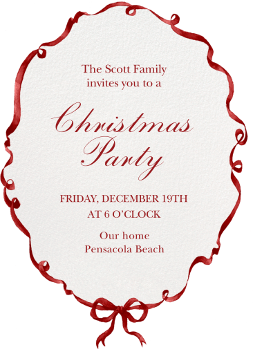 Red Ribbon Christmas Invitation
