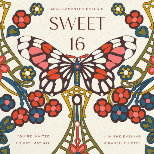 Blooming Wings - Sweet 16 Invitation by Liberty