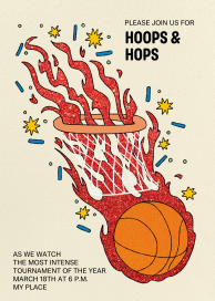 Flaming Basketball Hoop Party Invitation