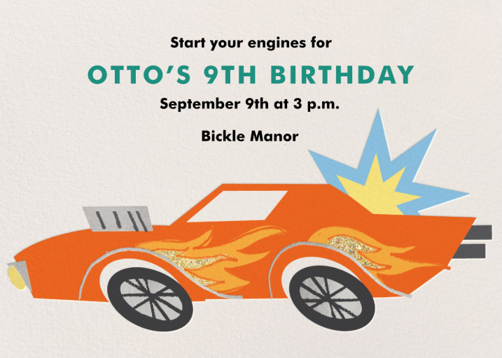 Flaming Race Car by Meri Meri