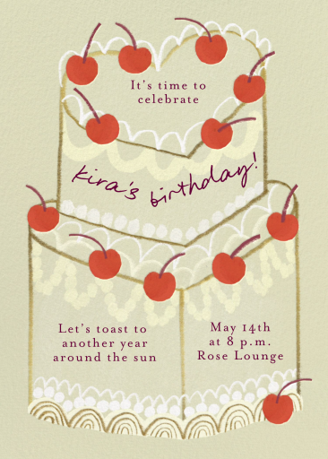 Cherry Topper - Birthday Invitation by Maisy Summer