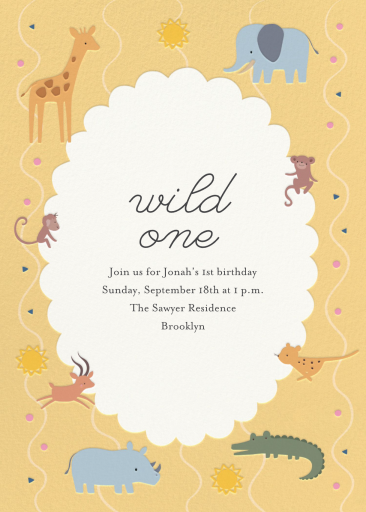 Pastel Safari - Birthday Invitation by Little Cube